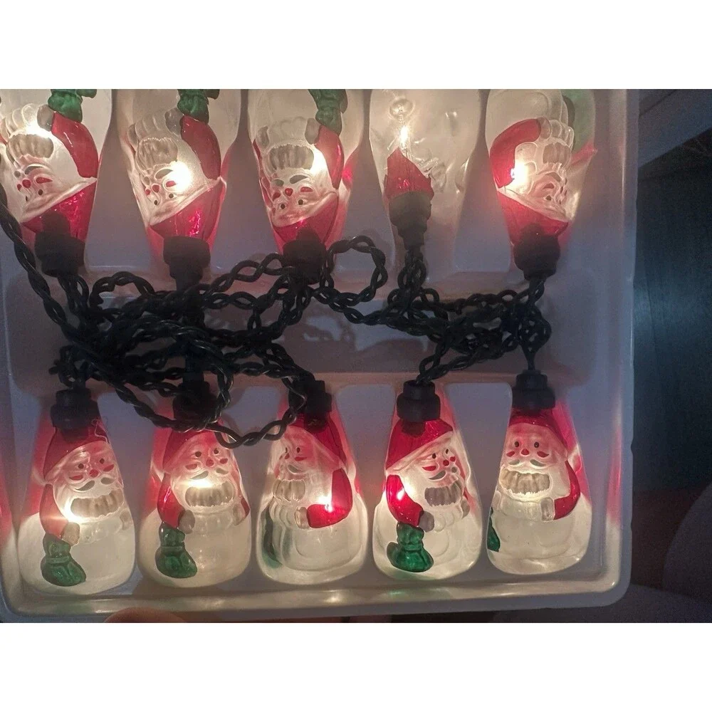 3 Boxes Indoor Fancy Christmas Lights String of 10 Santa Claus 6.5ft